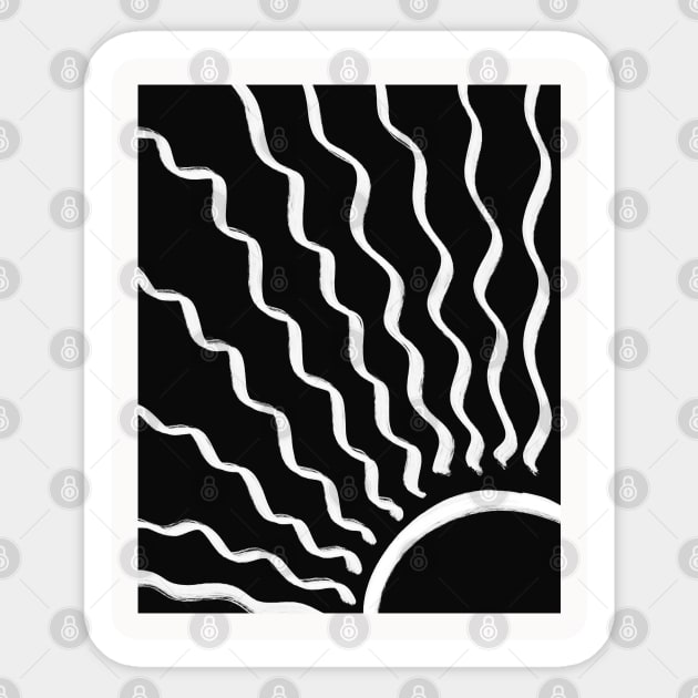 Sun Abstract Black and White Decor Sticker by Trippycollage